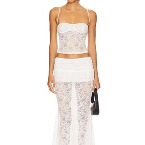 Superdown White Lace Skirt Set